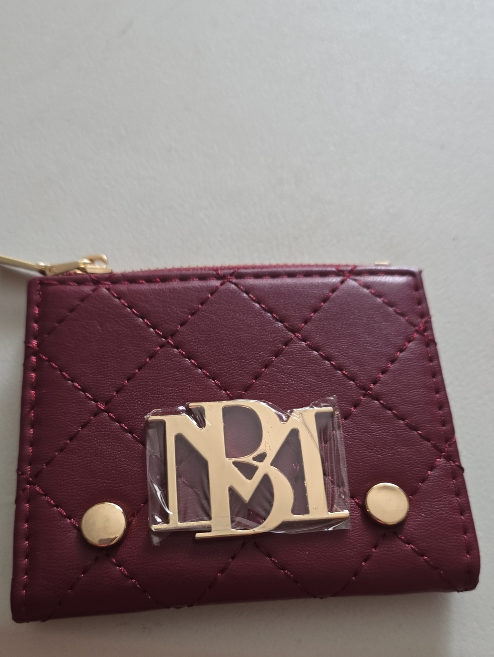 Badgley Mischka Quilted Wine Card Holder with Gold Logo